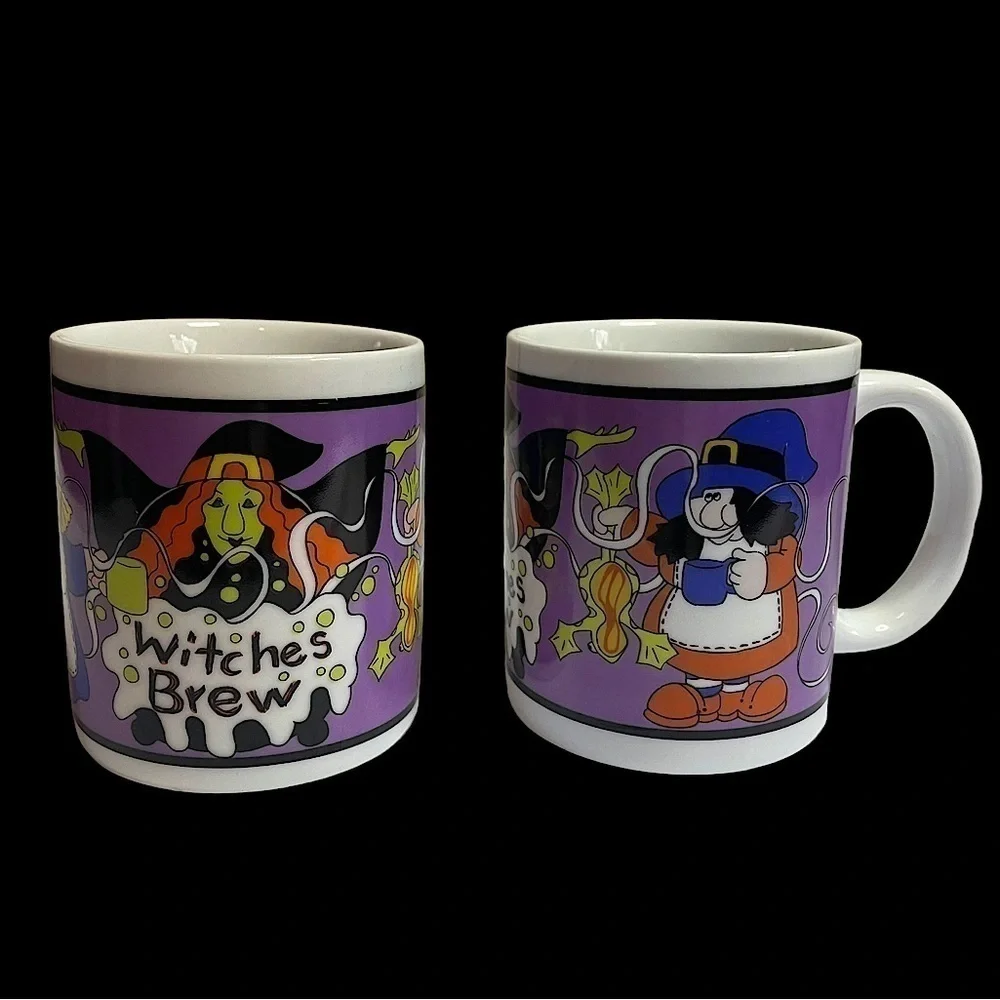 2 matching Witches Brew Halloween Coffee Mug cup
